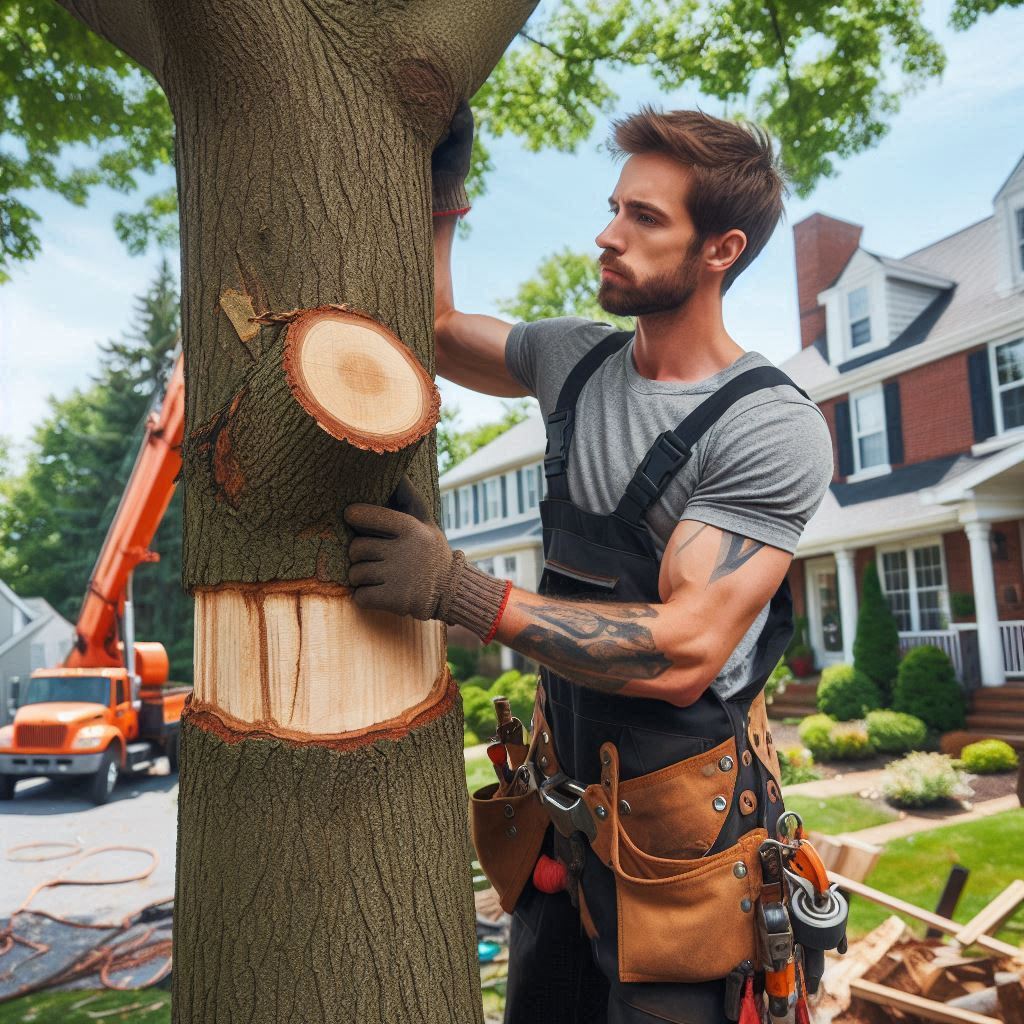 Georgia Homeowner's Guide to Tree Maintenance Blog Article - Arborist performing maintenance on a tree in a Georgia home's yard